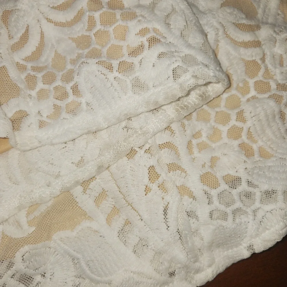 LUXXEL Wedding Bridal Dress Ivory White/Lace Nude lined Boho Maxi Long Gown NWT - Picture 12 of 13